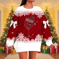 thumbnail image 2 of Edvintorg Christmas Sweatshirts for Women Fashion Holiday Style Real Bow Loose Long Sleeve Pullover Top Fall Winter Plus Size Clothing, 2 of 5