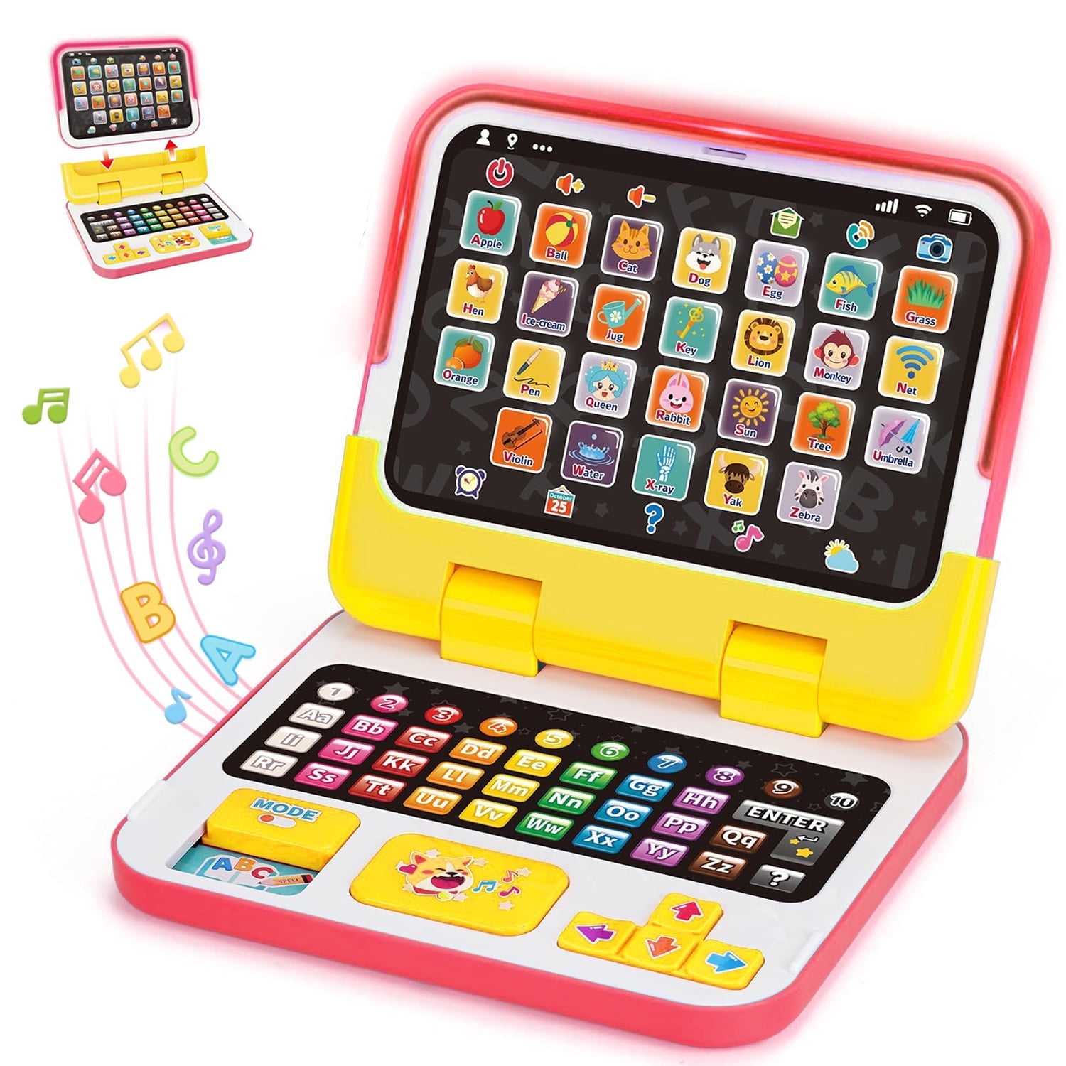 Dammyty 2-in-1 Learning Toys for 1 Year Old, Learning Laptop & Tablet Educational Toy for Toddlers, Interactive Toys for Boys, Birthday Gift for Girls Boys