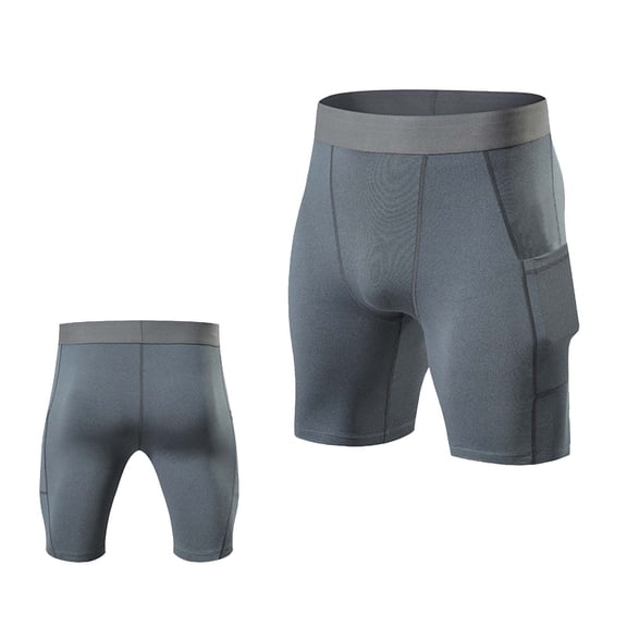 Fewfanhot Men's Compression Workout Shorts, Quick-Dry Athletic Base Layer Shorts with Side Pockets, Multi-Color Gym Running Shorts, S-2XL