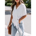 thumbnail image 4 of T-shirt à Manches 3/4 Encolure Dégagée à Col Rond et Manches Longues pour Femmes, 4 of 6