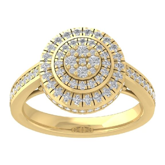 ARAIYA FINE JEWELRY 10K Yellow Gold Diamond Wedding Band Ring (7/8 cttw, I-J Color, I2-I3 Clarity) Size 10