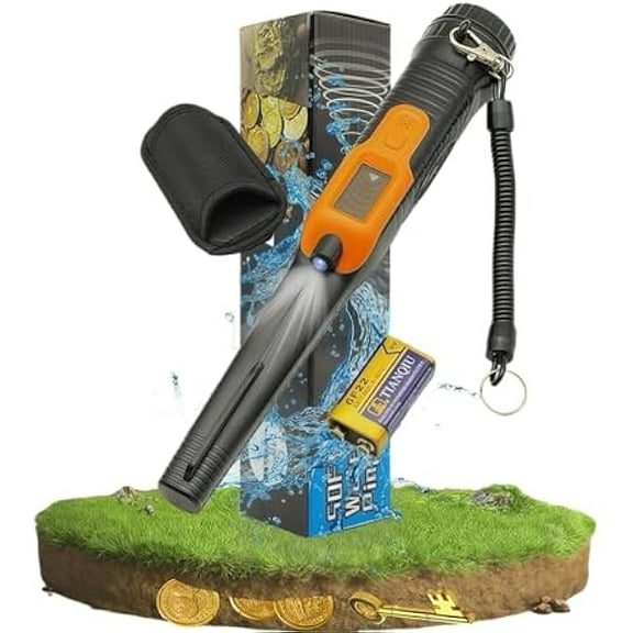 ZCFully Waterproof LCD Display Handheld Pinpointer Metal Detector with LED Flashlight 3 Alert Mode 360 Degree Searching Small Pin Pointer Wand Professional for Gold,Coins on Beach, Underground