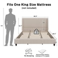thumbnail image 2 of Noble House King Upholstered Wingback Headboard Platform Bed,taupe, 2 of 9