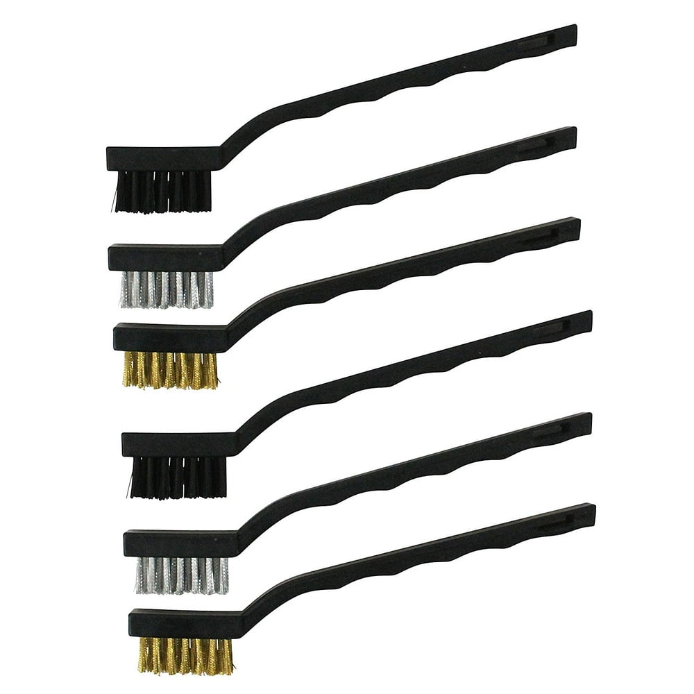 3 Types Wire Brush Set 6Pack, Toothbrush size is made for small jobs