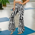 thumbnail image 4 of Xoenoiee Flared Pants for Women High Waist Flare Leggings 70s Pants Butt Lifting Flared Slit Hem Leggings Tall Yoga Pants for Work, Office, Yoga, Gym, XL, Zebra Print, 4 of 6