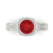 Halo Engagement Ring for Women - 2.37ct Simulated Pink Tourmaline in 18K White Gold Promise Ring