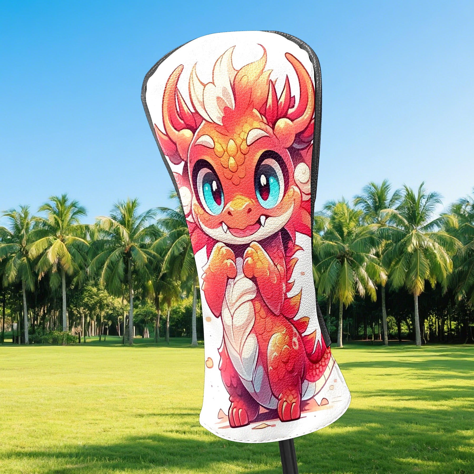 Golf Club Covers, Dragon Premium PU Leather Driver Hybrid Putter Head Covers with Velvet Lining, Waterproof Golf Gifts for Men Women