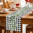 thumbnail image 5 of Green Eucalyptus Leaves Table Runner - 48 Inch Long Black White Plaid Farmhouse Watercolor Cotton and Linen Blended Dress Scarves Farmhouse Table Runner for Kitchen Dining, Coffee Table, 13" x 48", 5 of 8