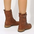 thumbnail image 5 of Wavsuf Hiking Boots for Women Wide with Fuzz Mid Calf Flat Round Toe Brown Shoes Size 38, 5 of 6