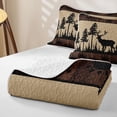 thumbnail image 4 of Castle Fairy Vintage Wood Deer Quilt Full,Rustic Woodland Animal Full Bedspread Sets,Black Tan, 4 of 7