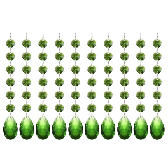 Uxcell Teardrop Crystal Chandelier Pendants Beads, 10 Pack 165mm Length 38mm Chandelier Prisms Parts Ornaments Hanging Beads for DIY Arts Crafts Decoration, Green