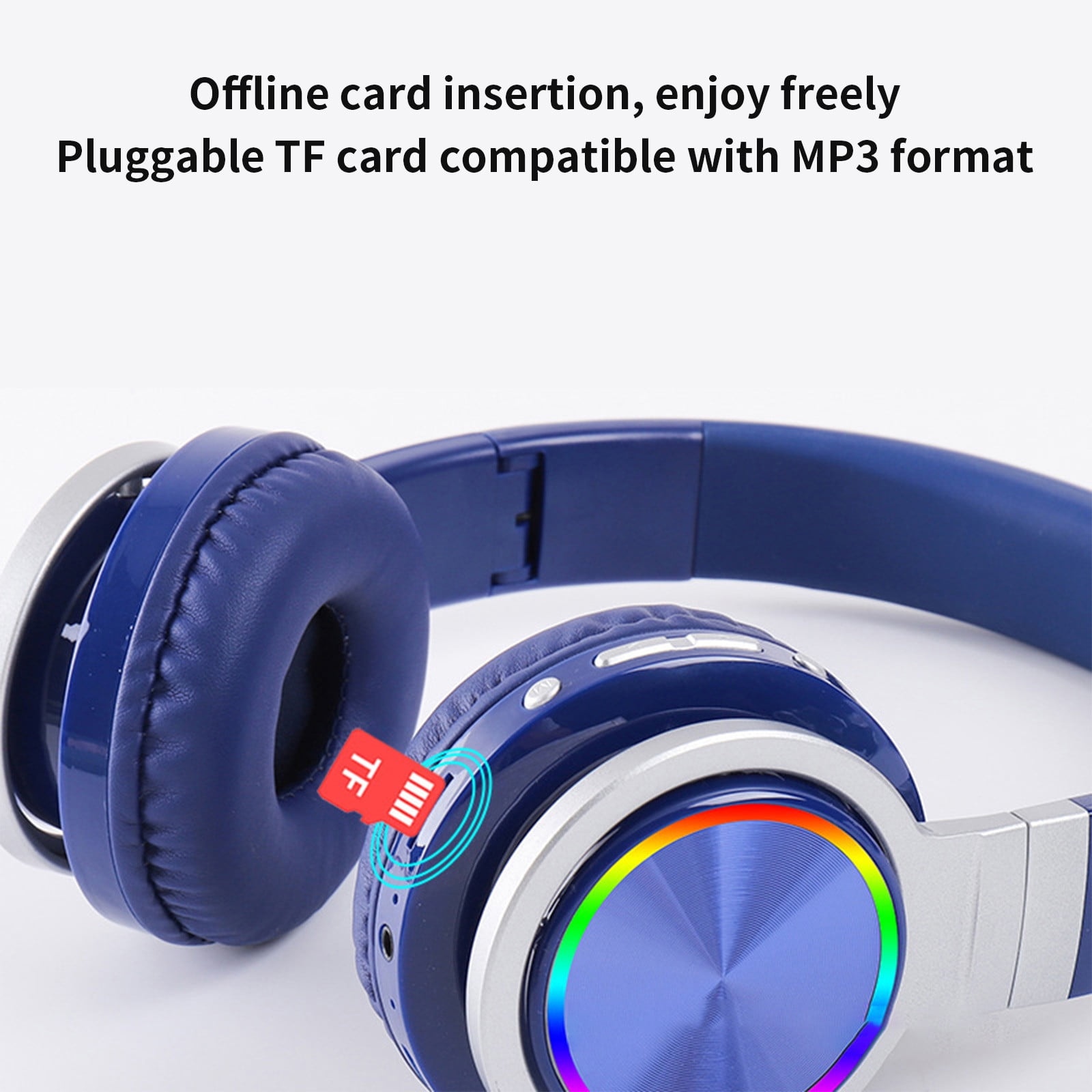 Bluetooth Headphones Over Ear, 65H Playtime and 6 EQ Music Modes Wireless Headphones with Microphone, HiFi Stereo Foldable Lightweight Headset, Deep Bass for Home Office Cellphone PC Ect.(Blue)