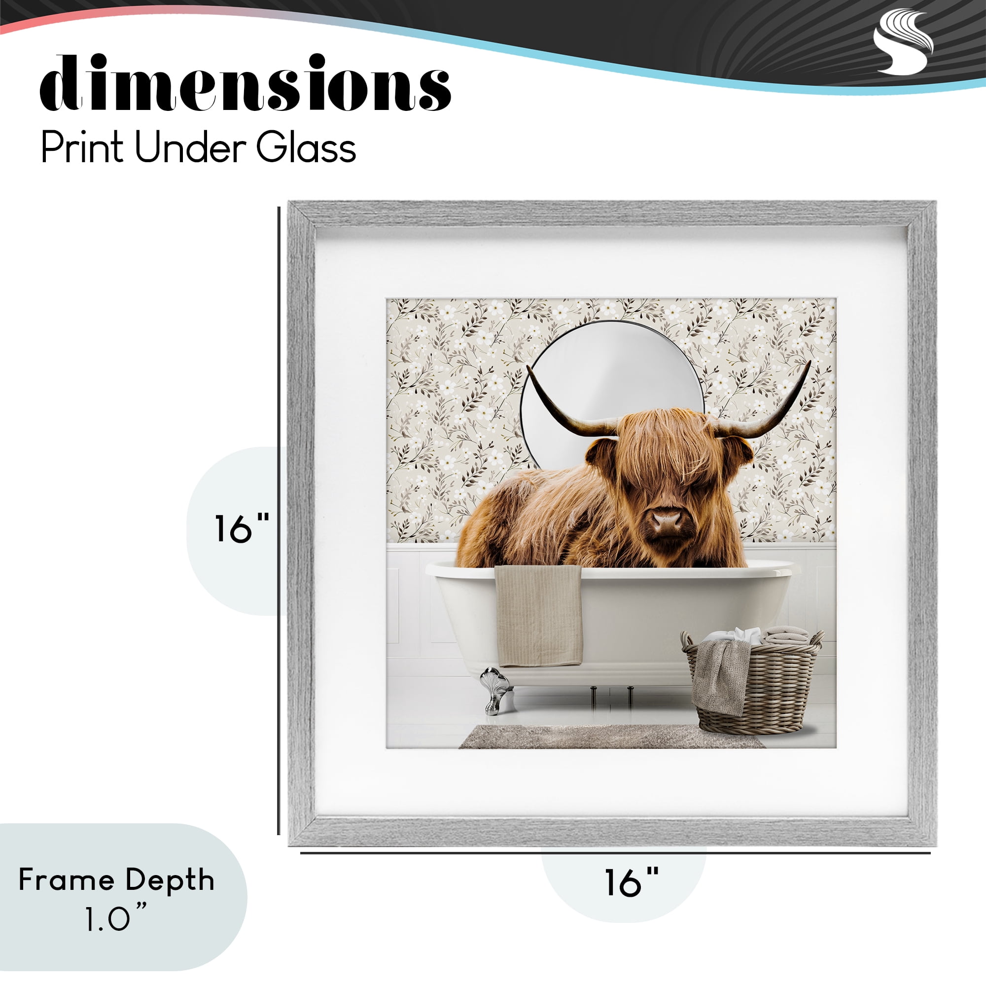 Stupell Industries Cottage Cattle Bath Time Gray Framed Print Under Glass, design by CAD Designs