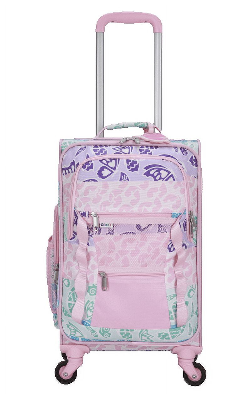 CRCKT 3 Piece Set Social Butterfly 21-inch Softside with Packing Cube and Luggage Tag, Pink Social Butterfly