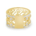 thumbnail image 4 of Round Cut White Cubic Zirconia Floral Wide Band Ring For Women In 14K Yellow Gold Plated 925 Sterling Silver (Color: White, Clarity: VVS1-VVS2) -8.5, 4 of 6