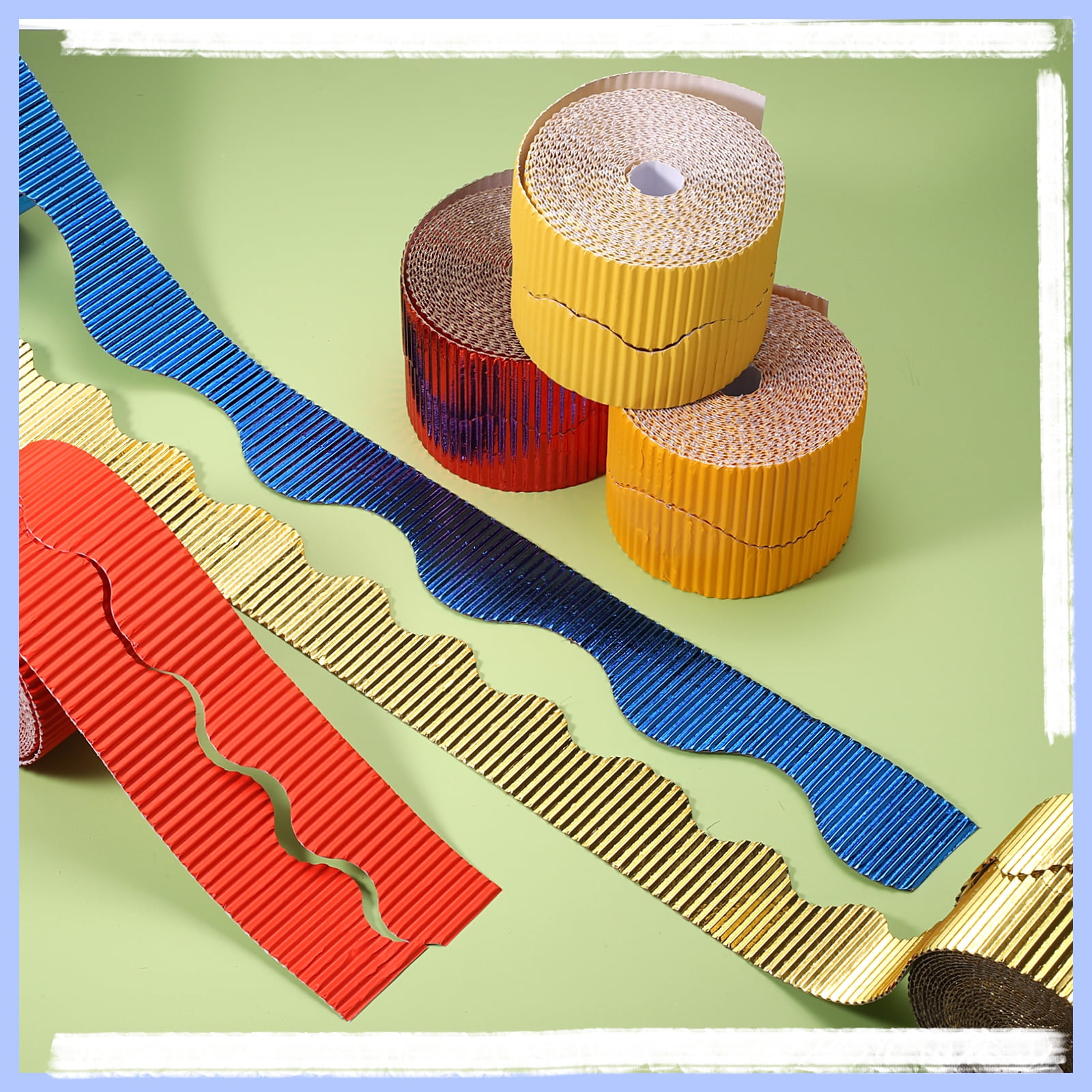 Unique Bargains Bulletin Corrugated Paper Decorative Wavy Border Deep Yellow