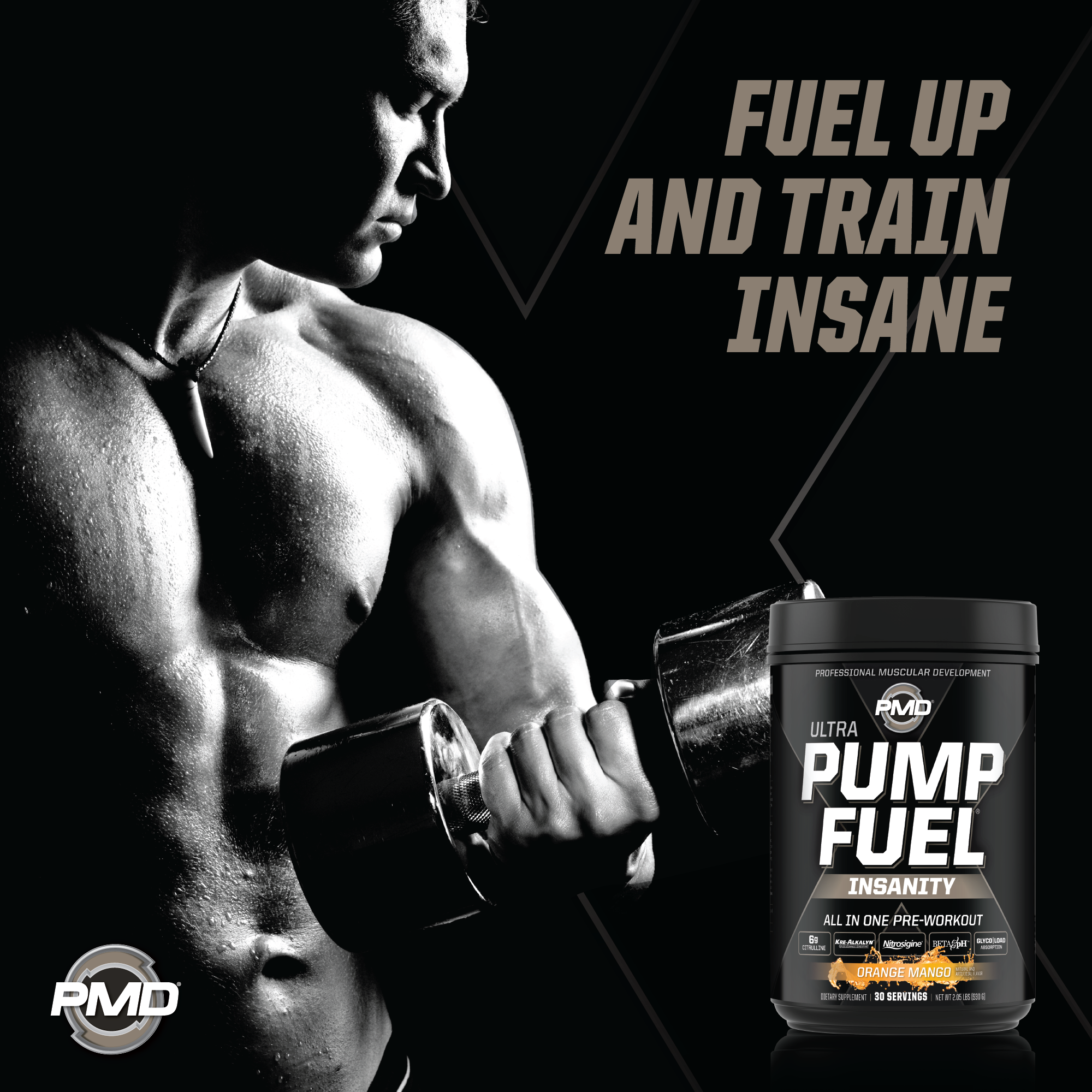 Pmd Sports Ultra Pump Fuel Insanity Pre Workout Drink Mix For Energy Strength Endurance Muscle Pumps And Recovery Complex Carbohydrates And Amino Energy Tropical Orange Mango 30 Servings Walmart Com