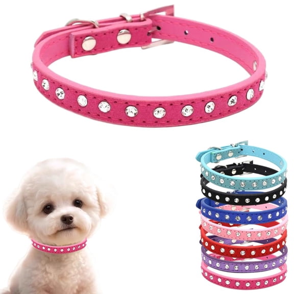 Mumup Small Dog Collar for Female Dogs,Rhinestone Puppy Collar Girl Crystal Jeweled Sparkling Diamond Bling Cat Collar for XXS Xs Small Medium Large Breed Pet Kitten
