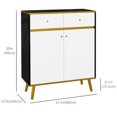 thumbnail image 3 of HOMCOM Buffet d'Appoint avec 2 Tiroirs et Pieds en Bois de Pin Blanc, 3 of 10
