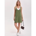 thumbnail image 7 of DARING DIVA Women's Loose Sleeveless Pinafore Mini Denim Dresses S Army Green, 7 of 7