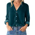 thumbnail image 2 of Qertyioot Chemise Décontractée à Manches Longues pour Femmes, Col Rabattu, Boutons, 2 of 6