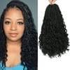 Goddess Box Braids Crochet Hair Bohomian Box Braids Crochet Braids Curly Ends 14 Inch 8 Packs Crochet Braids Hair Extension(1B)