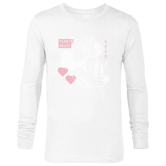 Disney Minnie Mouse Retro Digital Hearts - Long Sleeve T-Shirt for Men - Customized-White
