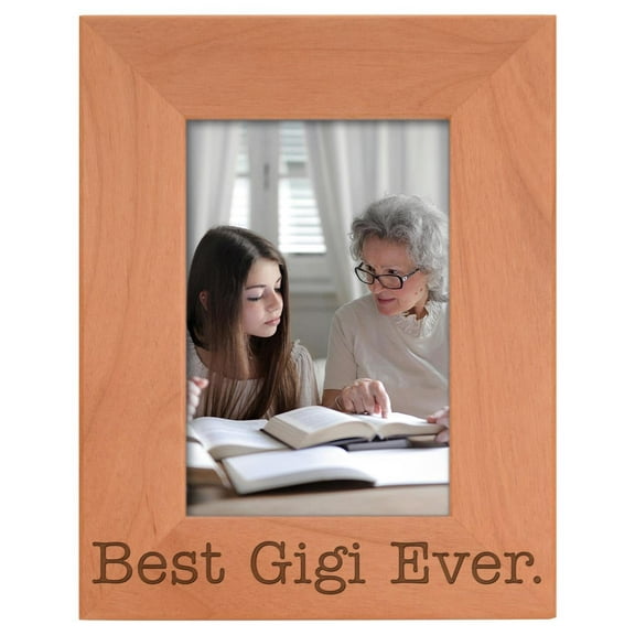ThisWear Birthday Gift for Grandma Best Gigi Ever Natural Wood Engraved 4x6 Portrait Picture Frame Wood