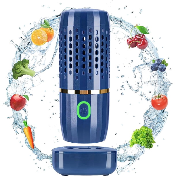 Lavadora De Frutas Y Verduras, Dispositivo Limpiador De Frutas, Purificador De Alimentos Recargable Por USB, Gadgets Automáticos De Limpieza Doméstica Para Purificar (Azul)