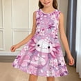 thumbnail image 2 of Bobifish Big Girls Dress Round Neck Sleeveless Skater Dress A-Line Waist Axolotl Cherry Blossom Printed Sundress, 2 of 5