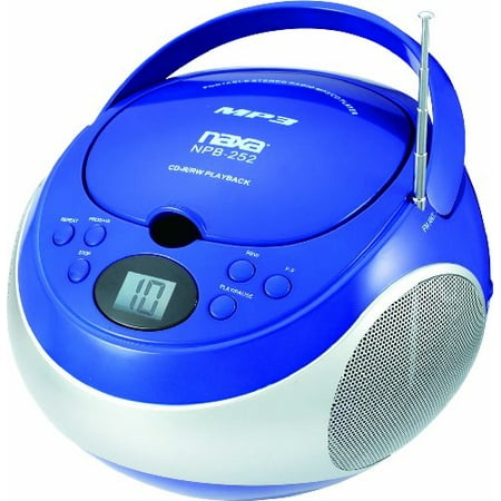 Naxa Portable CD/MP3 Player with AM/FM Stereo, Blue, NPB252