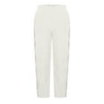 thumbnail image 6 of Women's Elastic Waist Casual Pants with Pockets, Solid Color Stretchy Trousers Slacks Bottoms, Relaxed Fit Soft Lounge Wear for Daily Work Office Travel Essentials | Aestivo,White XL, 6 of 8