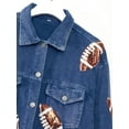 thumbnail image 5 of Womens Corduroy And Rugby Sequined Cropped Jacket Vintage Gameday Sequin Patched Jacket Coat, 5 of 12