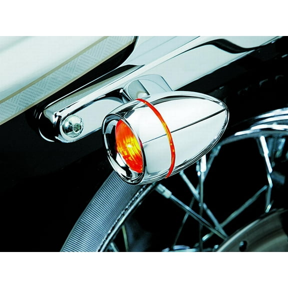 Kuryakyn 2108 Motorcycle Lighting Accessory: Deep Dish Bezel for 2000-19 Harley-Davidson Motorcycles with Bullet Turn Signal/Blinker Lights, Amber Lens, Chrome, 1 Pair