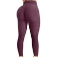 thumbnail image 2 of RKZDSR Women's High Waist Yoga Pants Scrunch Tummy Control Workout Ruched Butt Lifting Stretchy Leggings Anit Cellulite Textured Booty Tights(Wine,XL), 2 of 5