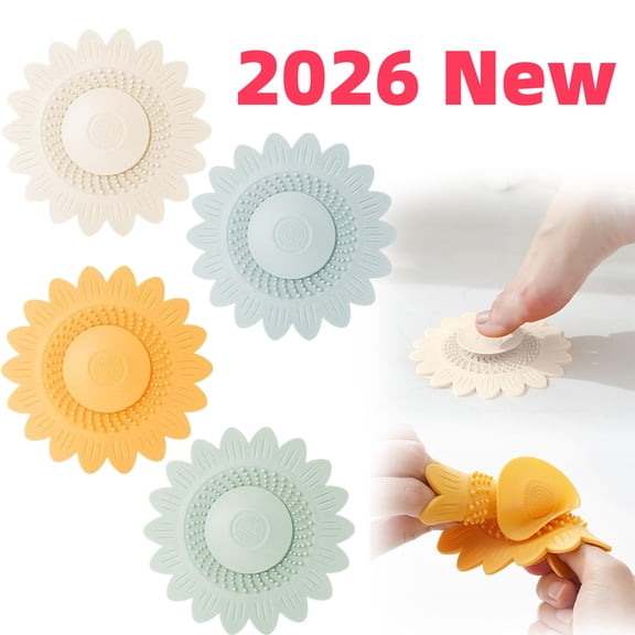 Sunflower Silicone Drain Cover, Hair Catcher for Shower Tub Sink, Flower Shape Bathtub Drain Cover, Non-Slip Silicone Strainer for Kitchen Bathroom Laundry, 1pc - Blue - Ccwuwei
