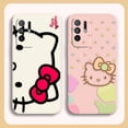 thumbnail image 2 of Funda para OPPO A52 A54 A55 A57 A59 A93 A83 A92S A93S 4G 5G A16 Color Simple funda de silicona líquida arte lineal Hello k-kitty Cat, 2 of 5