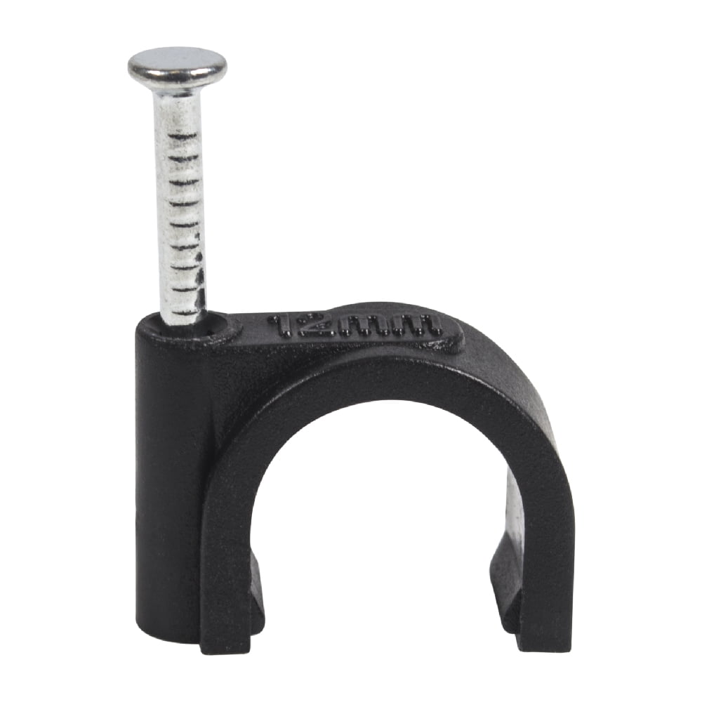 QualGear 12mm Cable Clips, Black, 100 Pack, CC12B100P