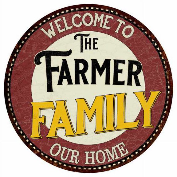 The Farmer Family 14" Round Metal Sign Kitchen Game Room Decor 100140038432
