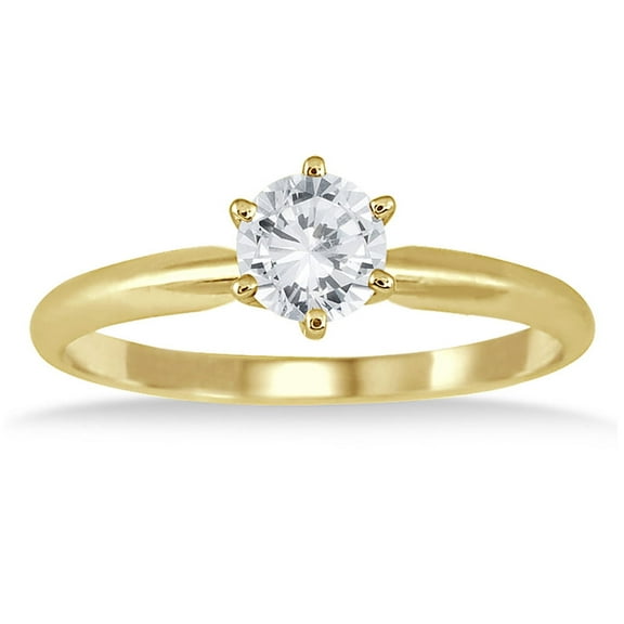 SZUL Women's 1/2 Carat Diamond Solitaire Ring in 14K Yellow Gold (J-K-L Color, I2-I3 Clarity)