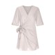 thumbnail image 4 of Puntoco Vestido De Manga Corta Con Cuello En V, Moda De Verano Para Mujer, Diseño Con Cordones, Cuello En V, Vestido Informal Suelto De Algodón Y Lino, Color Sólido, Blanco M, 4 of 5