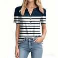 thumbnail image 3 of NAMTYQX Women's Summer Tops Pattern Womens T Shirts Stretch Button V-Neck Blouses for Women Dressy Casual Navy Size 2XL, 3 of 5