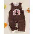 thumbnail image 3 of Okbabeha Baby Thanksgiving Overalls Romper Turkey Embroidered Plaid Jumpsuit, 3 of 9