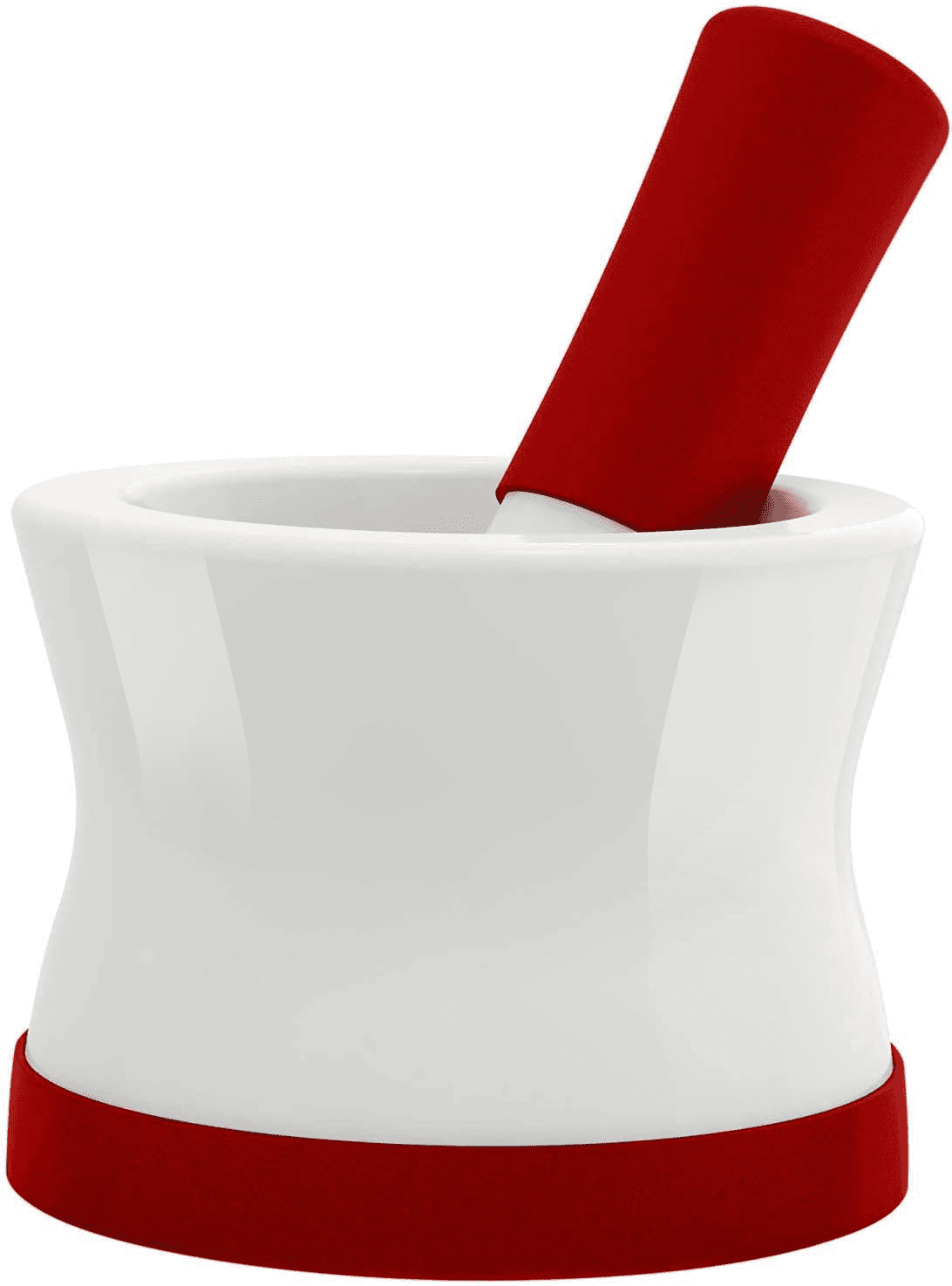 EZGrip Red Silicone & Porcelain Mortar and Pestle With NonSlip