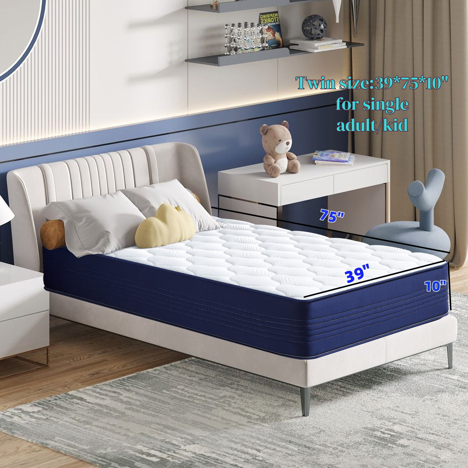 BMMB 12" Full Individual Coils Spring King High Density Gel Memory Foam Mattress Anti-Fire