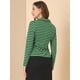 thumbnail image 5 of INSPIRE CHIC Blazer a rayas con cierre de botón y bolsillo con solapa con muesca para mujer Verde blanco XS, 5 of 7