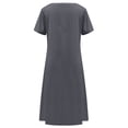thumbnail image 6 of Xdegoge Midi Dresses for Women Loose Fit Short Sleeve Crew Neck Shift Dress Solid Color Asymmetrical Button Decor Casual Dresses Daily, 6 of 9