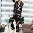 thumbnail image 3 of SWSMCLT Men's Satin Pajama Set 2 Piece Luxury Long Sleeve China Dragon Printed Pjs Soft Button Down Shirt Pants Sleepwear Casual Lounge Set Black Large, 3 of 4