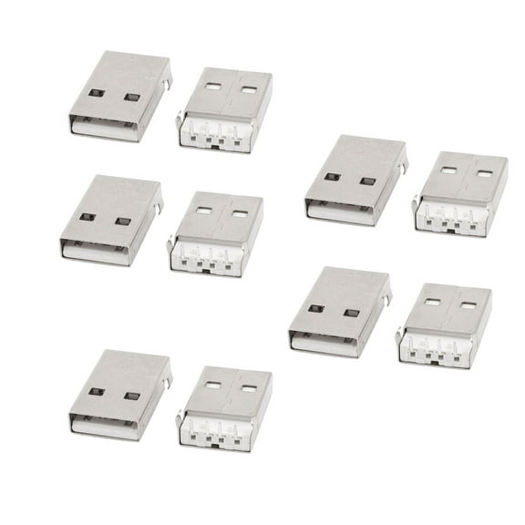 Unique Bargains 10pcs USB 2.0 Type A 90 Degree 4 Pin Male Plug DIP Jack Socket Connector