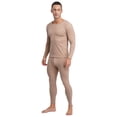 thumbnail image 4 of RUNQHUI Men's Base Layer Set for Cold Weather Thermal Underwear Round Neck Top With Legging Bottom Coffee 4XL, 4 of 7